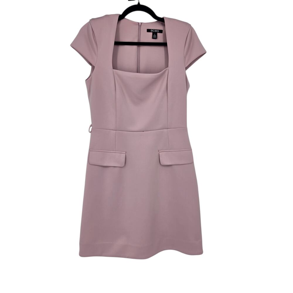 NWOT BCBG Lilac Purple Square Neck Cap Sleeve Mini Sheath Dress Size 8